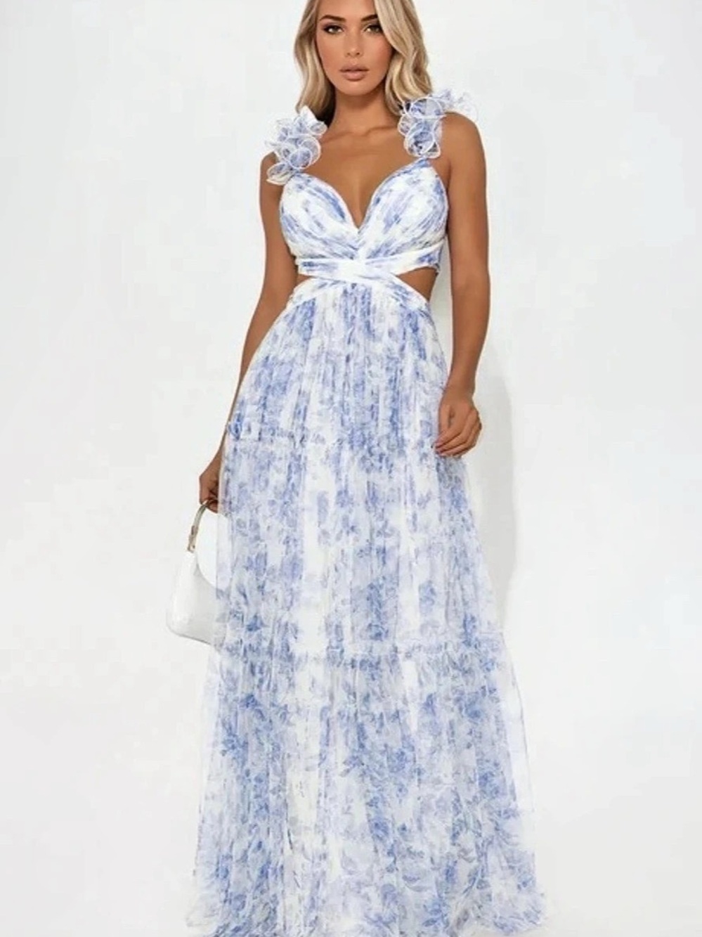 Blue & White Maxi Dress Like New
